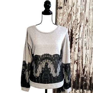 Venus Lace Sweatshirt Grey And Black Size M